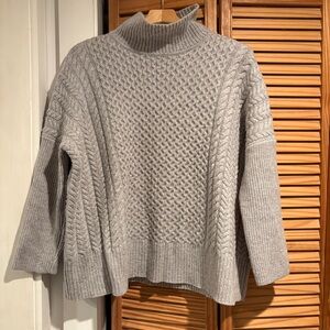 AYR Light Gray Cowl Neck Womens Sweater Chunky Merino Wool Medium warm cozy